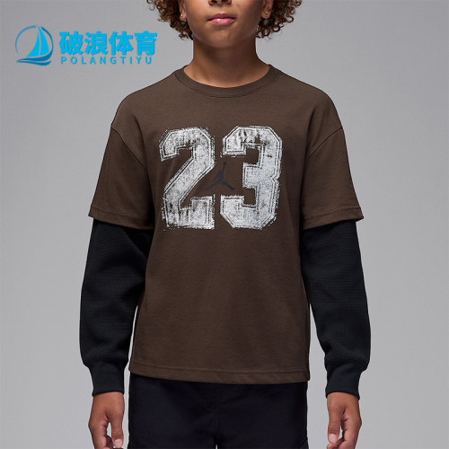 Nike/耐克正品JORDAN大童休闲假两件圆领复古时尚长袖IQ3374-237
