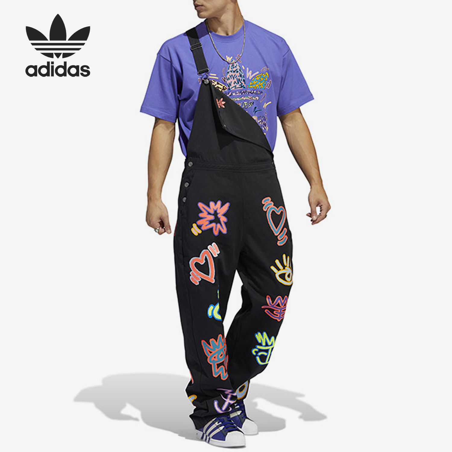 Adidas/阿迪达斯正品当季新款三叶草男女休闲背带裤HC3090