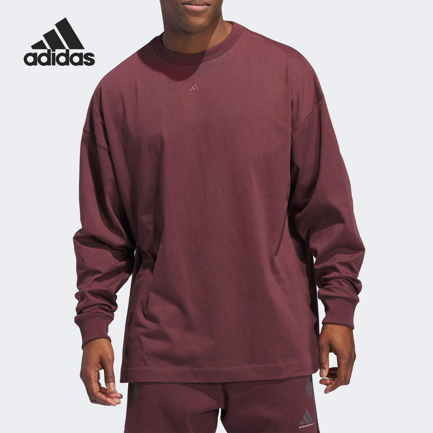 Adidas/阿迪达斯官方正品新款男女宽松运动圆领篮球长袖JD6131