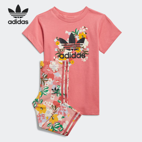 Adidas/阿迪达斯正品夏季儿童舒适宽松圆领透气运动套装GN2260