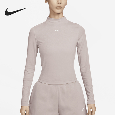 Nike/耐克正品2025女士半高领修身运动训练长袖T恤DV7881-272