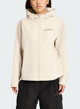 Adidas/阿迪达斯正品2025女士拉链户外保暖宽松软壳外套JV6235