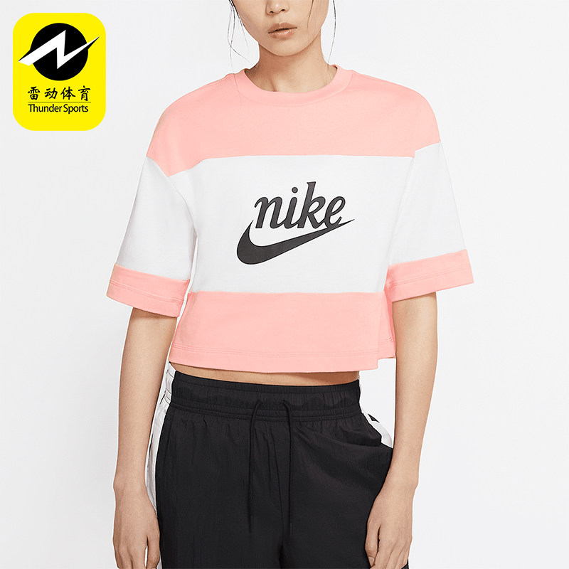Nike/耐克正品夏季新款女士拼接短款透气运动短袖CK1302-101图片