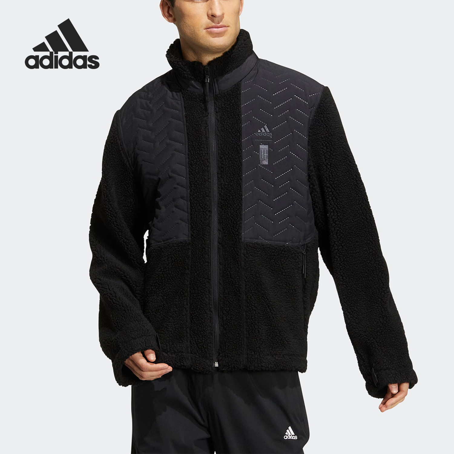 Adidas/阿迪达斯官方正品冬季新款男子仿羊羔绒运动外套HN8958