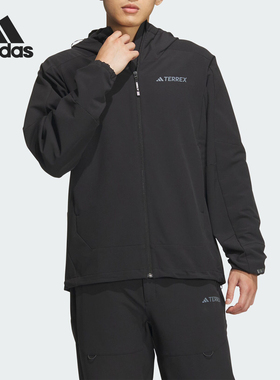Adidas/阿迪达斯官方正品新款男士户外透湿疏水运动软壳衣JE8282