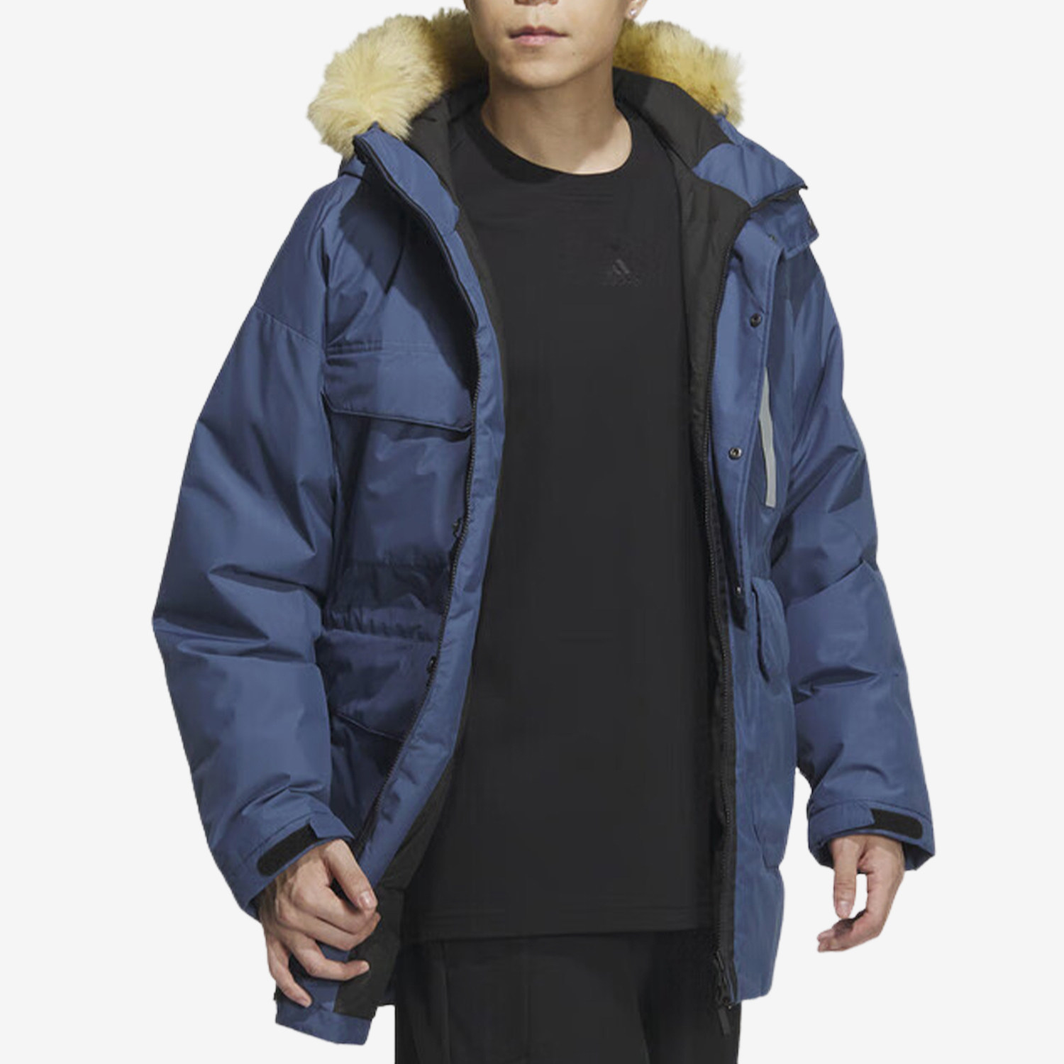 连帽长款Adidas阿迪达运动羽绒服