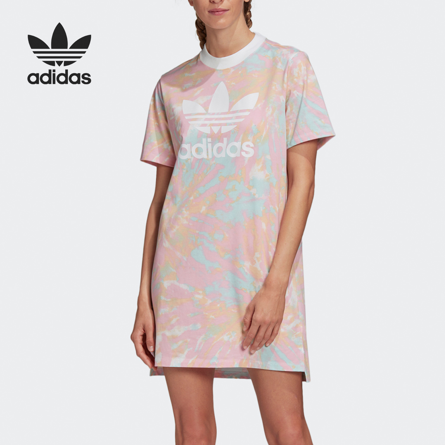Adidas/阿迪达斯正品三叶草TEE DRESS 女子运动短袖连衣裙 GL6134