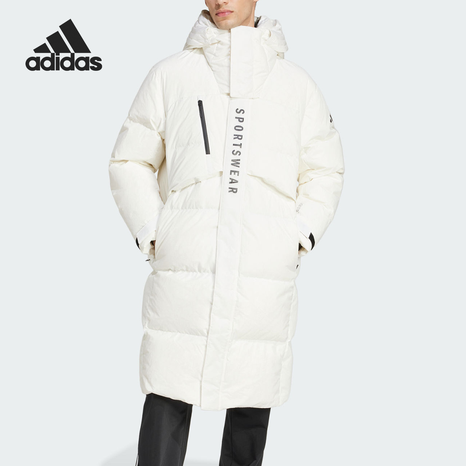 Adidas/阿迪达斯正品新款男士保暖简约连帽休闲羽绒服JM4604