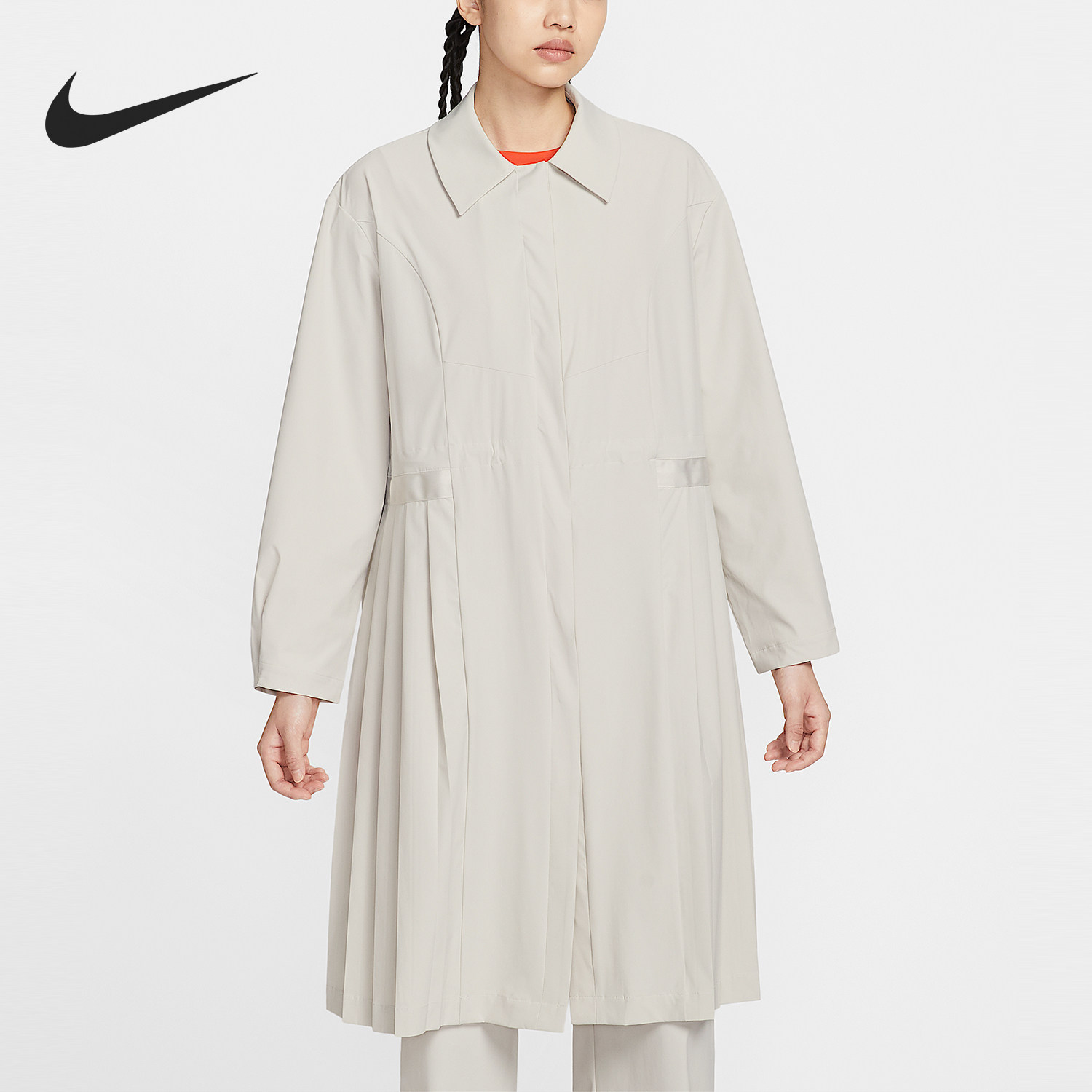 Nike/耐克正品Dri-FIT女士翻领轻盈长款休闲风衣HV3628-104