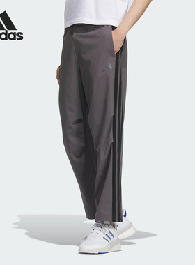 Adidas/阿迪达斯官方正品2025男士运动梭织三条纹直筒长裤KC3907