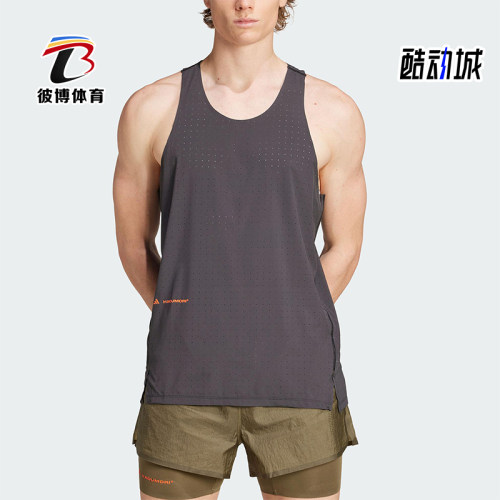 Adidas/阿迪达斯正品2025夏季款男士透气工字跑步T恤背心JY4087