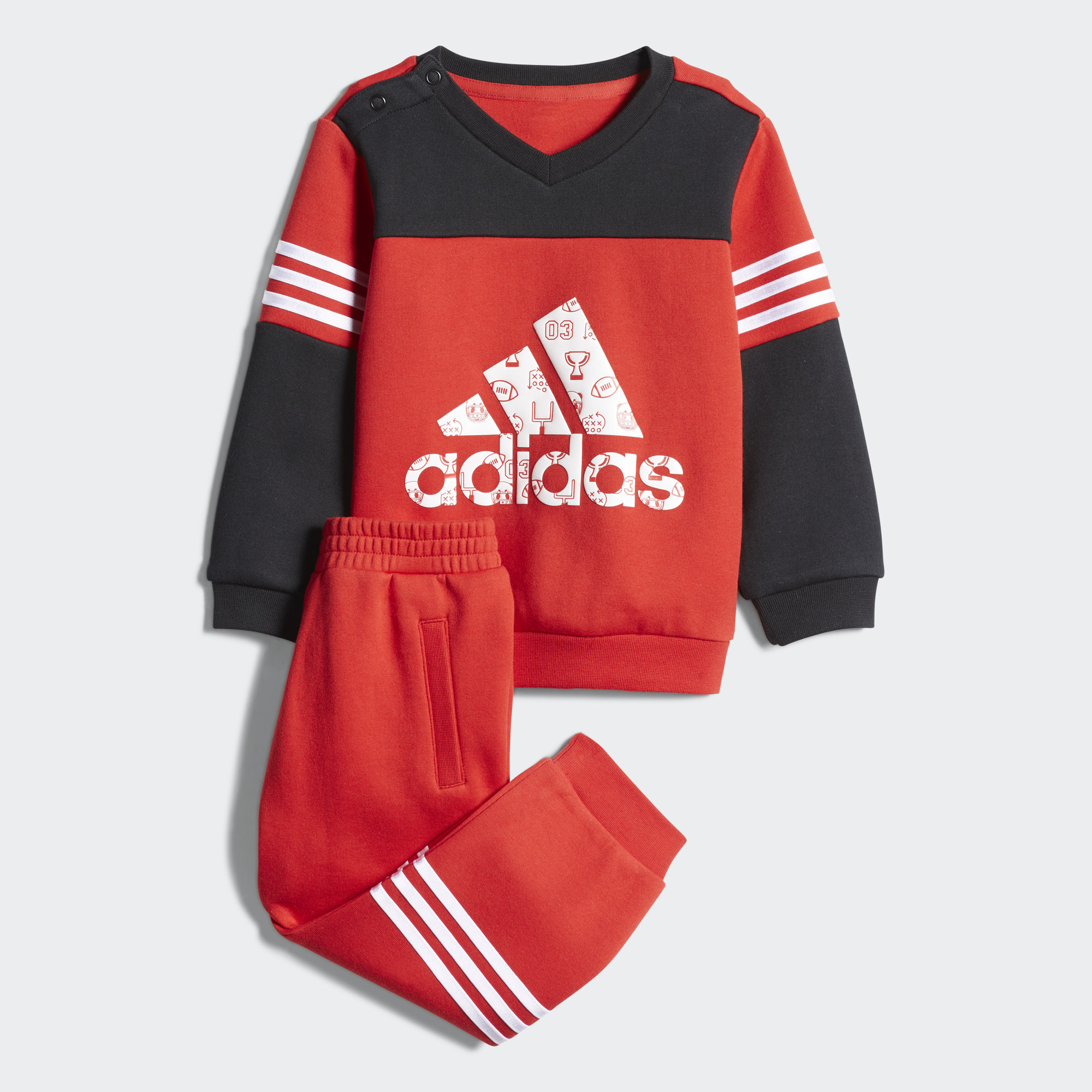 Adidas/阿迪达斯正品 春秋新款男童运动V领长袖套装 FM9678