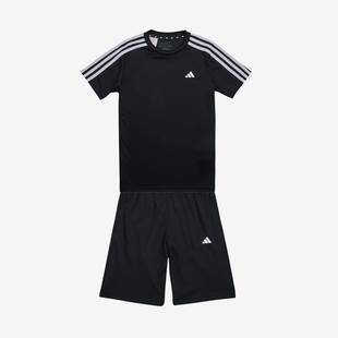 新款 运动休闲夏季 大童短袖 短裤 IC5670 Adidas 套装 阿迪达斯正品
