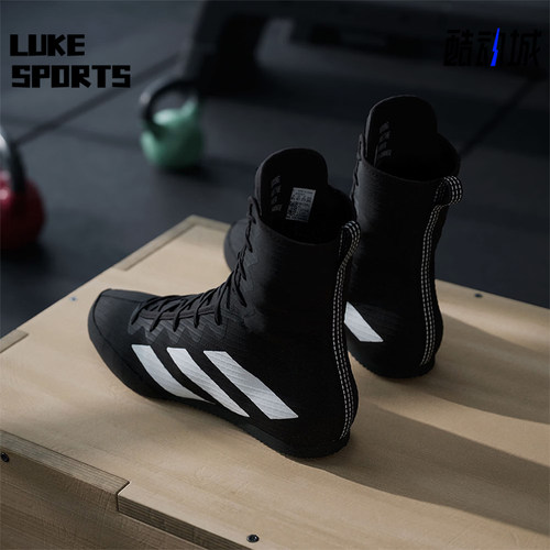 Adidas/阿迪达斯正品BOX HOG 4男女训练室内高帮拳击运动鞋JS4684