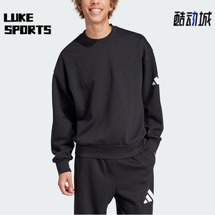 男士 Adidas 款 2025冬季 日常圆领套头耐穿卫衣JF3542 阿迪达斯正品