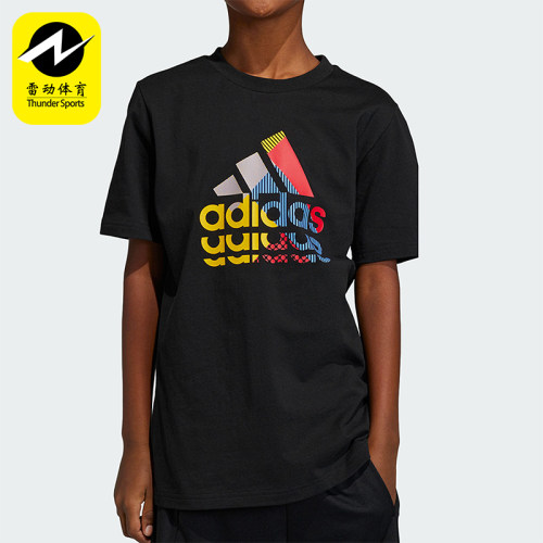 Adidas/阿迪达斯正品夏季儿童图案透气圆领休闲短袖IB9136