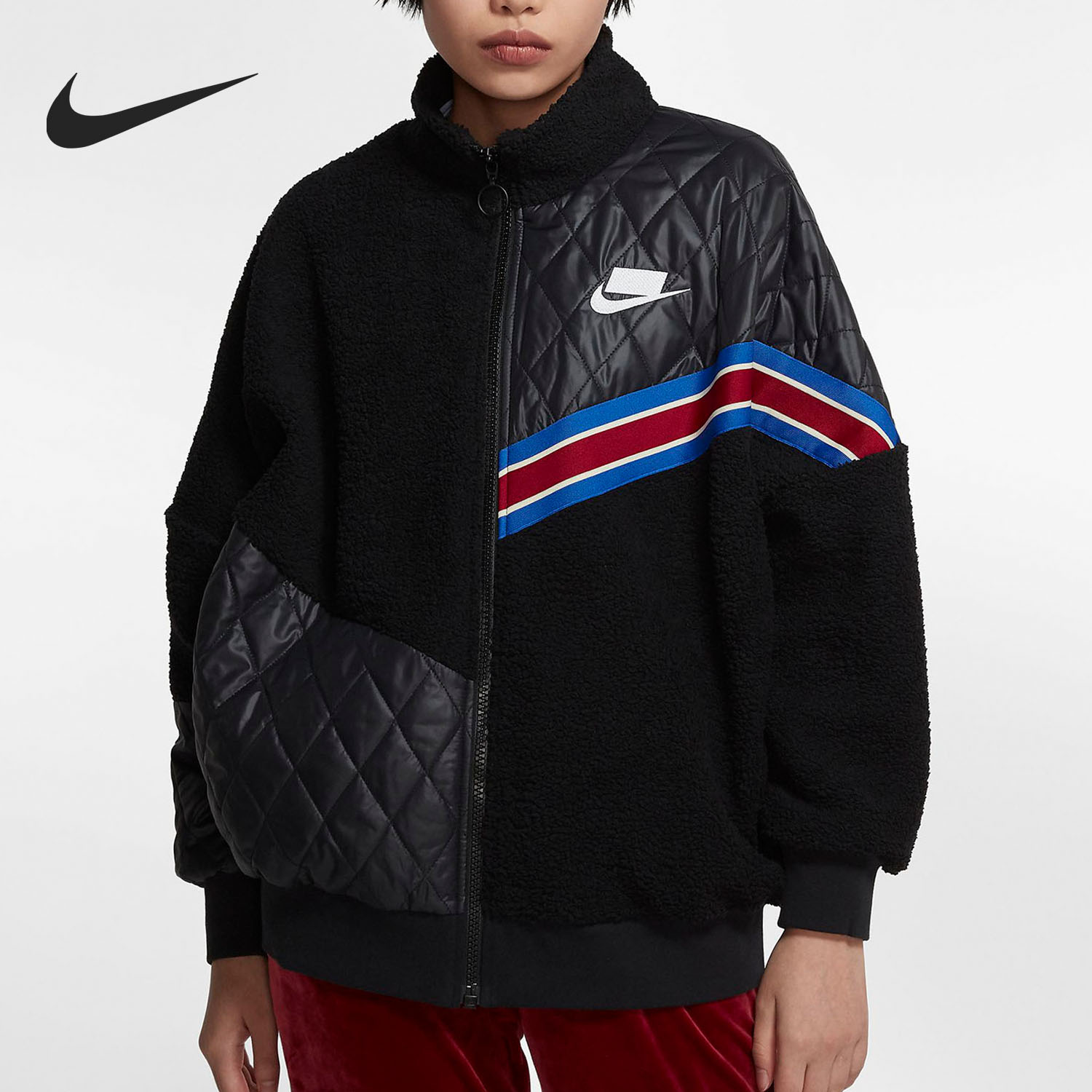 Nike/耐克正品冬季新款女子拼色运动休闲保暖夹克外套BV3041