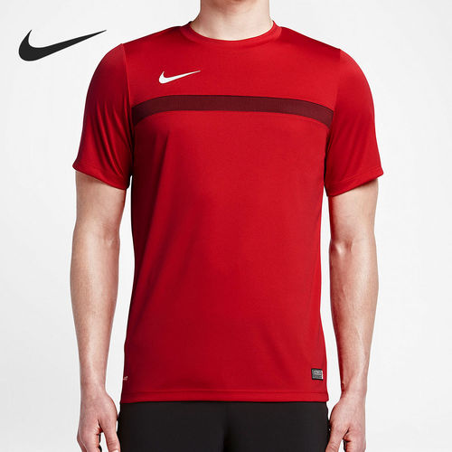 Nike/耐克正品新款男红黑色休闲足球训练短袖T恤739334-657