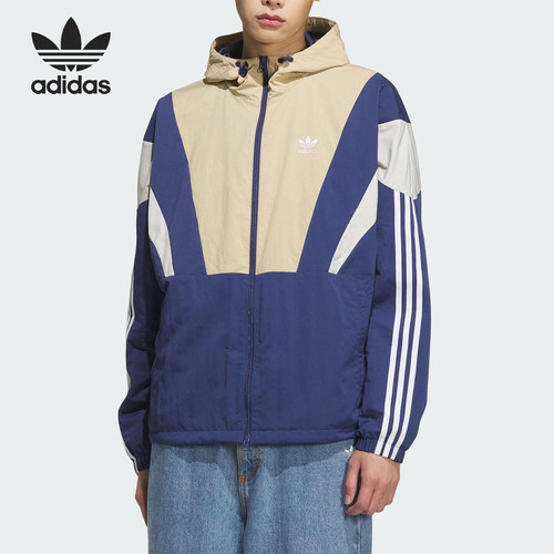 Adidas/阿迪达斯官方正品三叶草男士时尚拼接连帽夹克外套KC3126