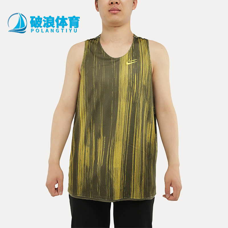 Nike耐克正品男圆领复古训练透气上衣套头运动迷彩背心CD0373-222