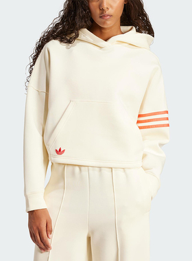 Adidas/阿迪达斯正品三叶草女士套头宽松时尚简约连帽卫衣JI8502