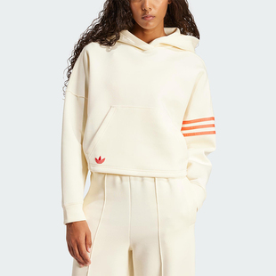 Adidas/阿迪达斯正品三叶草女士套头宽松时尚简约连帽卫衣JI8502