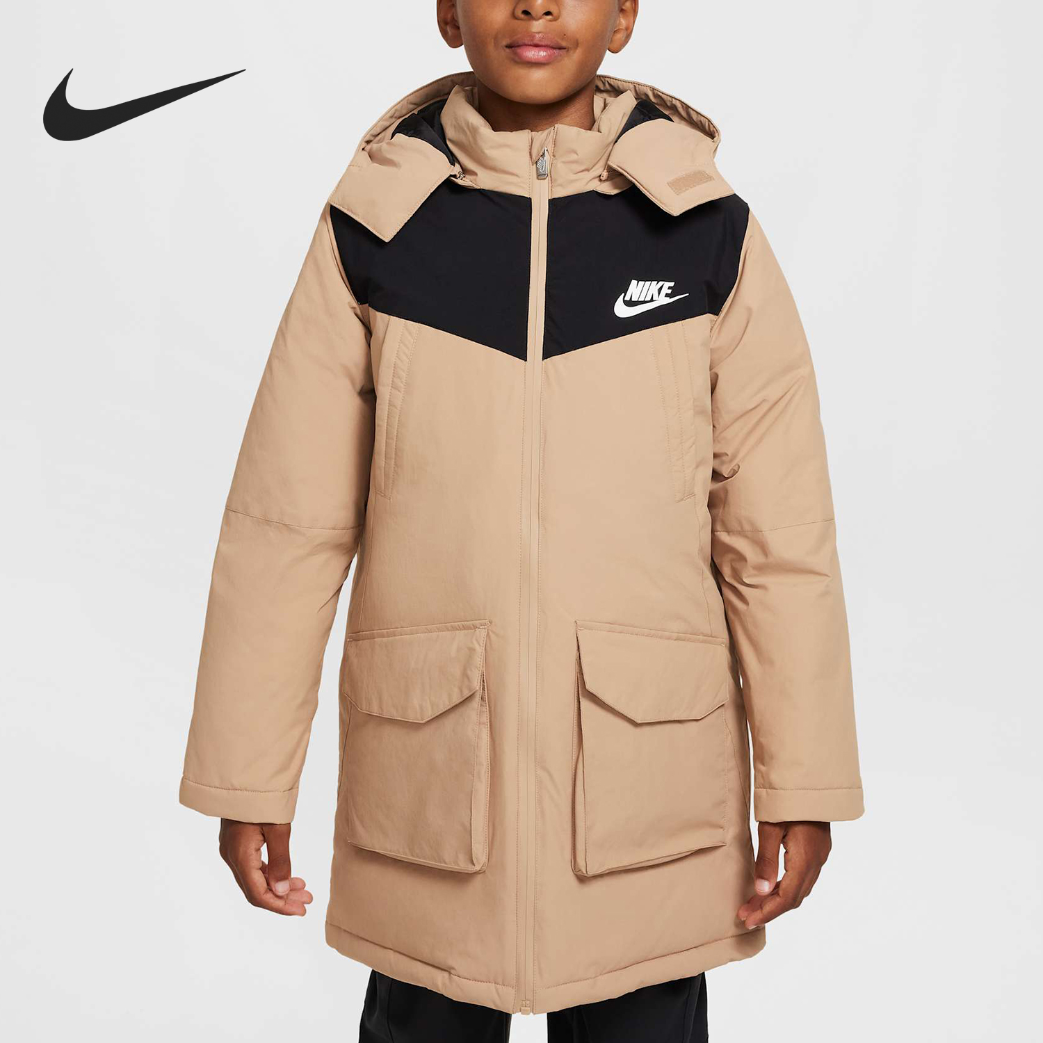 Nike/耐克正品秋冬新款大童中长款连帽保暖羽绒服HV7189-200