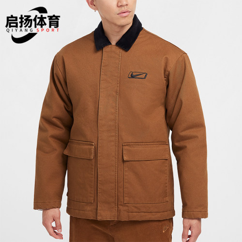 耐克男士工装翻领运动保暖棉服