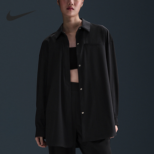 Nike/耐克正品2025秋季款女士运动翻领长袖衬衫HM8385-010