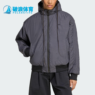 Adidas/阿迪达斯正品三叶草女士保暖宽松双面穿连帽棉服KC1686