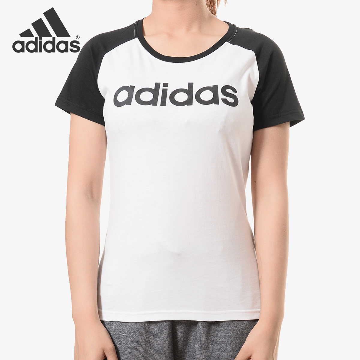 Adidas/阿迪达斯官方正品 夏季NEO运动休闲LOGO女子短袖T恤CV7027