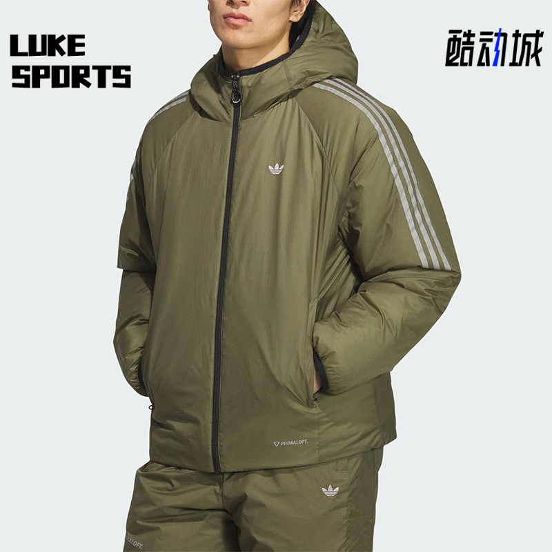 Adidas/阿迪达斯正品三叶草男士加厚保暖连帽宽松运动棉服KH2025