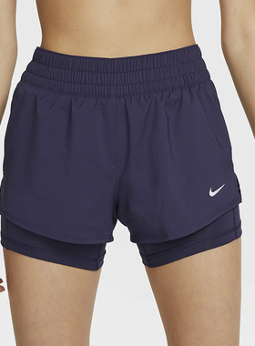 Nike/耐克正品2025女士梭织松紧腰透气二合一运动短裤DX6013-555