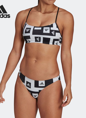 Adidas/阿迪达斯正品BARS AOP B女子游泳运动沙滩泳衣H62031