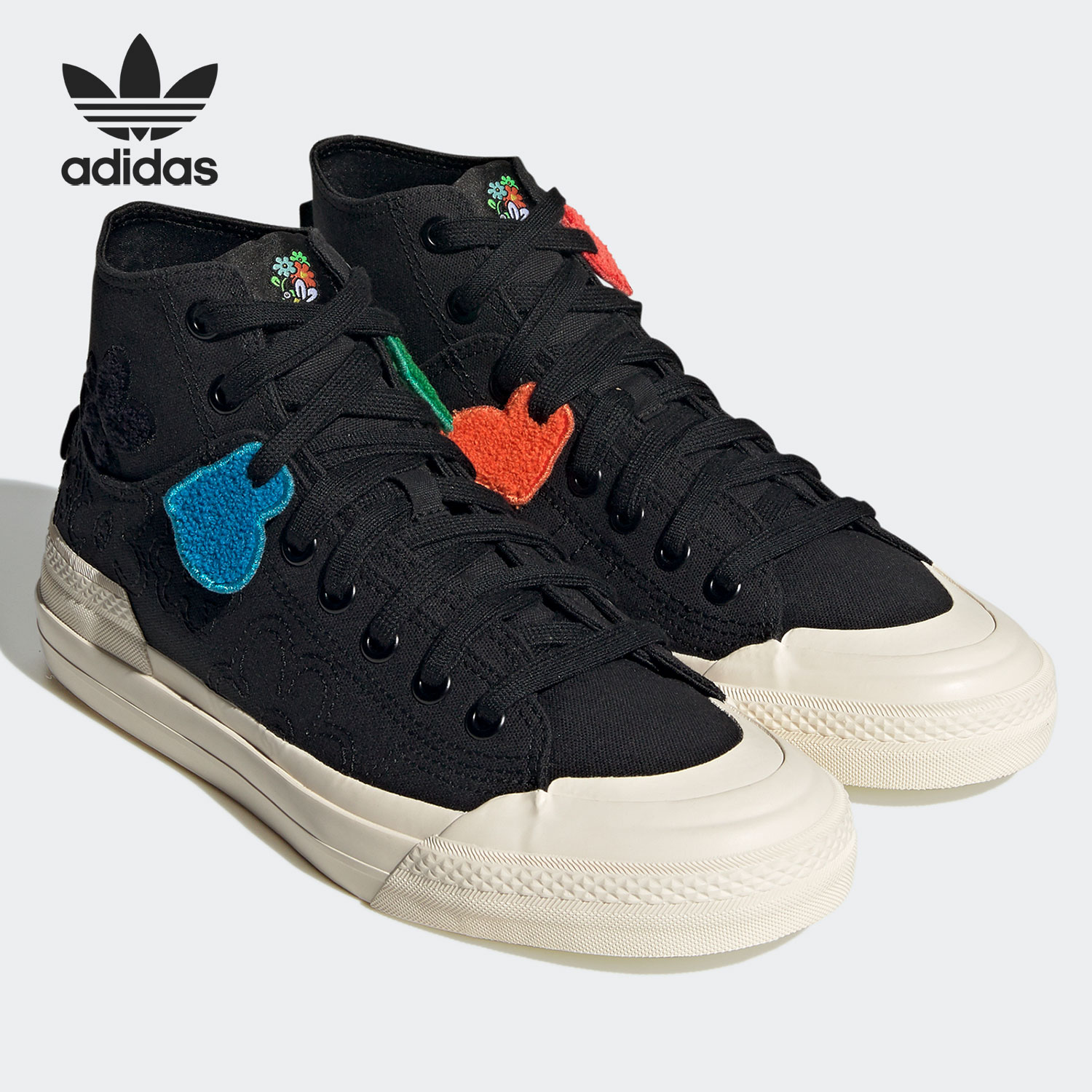 Adidas/阿迪达斯正品三叶草当季新款男女高帮爱心休闲鞋 GZ2663