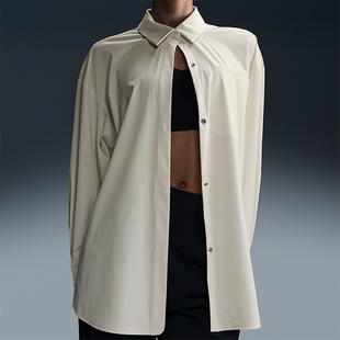 Nike/耐克正品Dri-FIT女士运动宽松翻领简约长袖衬衫HM8385-133