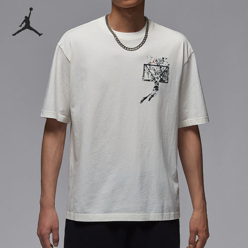 Nike/耐克正品JORDAN男士印花针织透气运动短袖IB3298-133