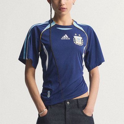 Adidas/阿迪达斯正品夏季女士时尚足球休闲褶皱修身短袖T恤KE2289