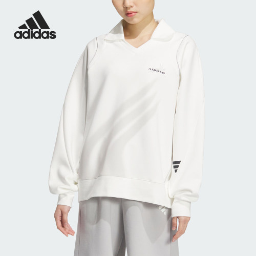 Adidas/阿迪达斯官方正品运动女士宽松长袖翻领卫衣套头衫JY8059