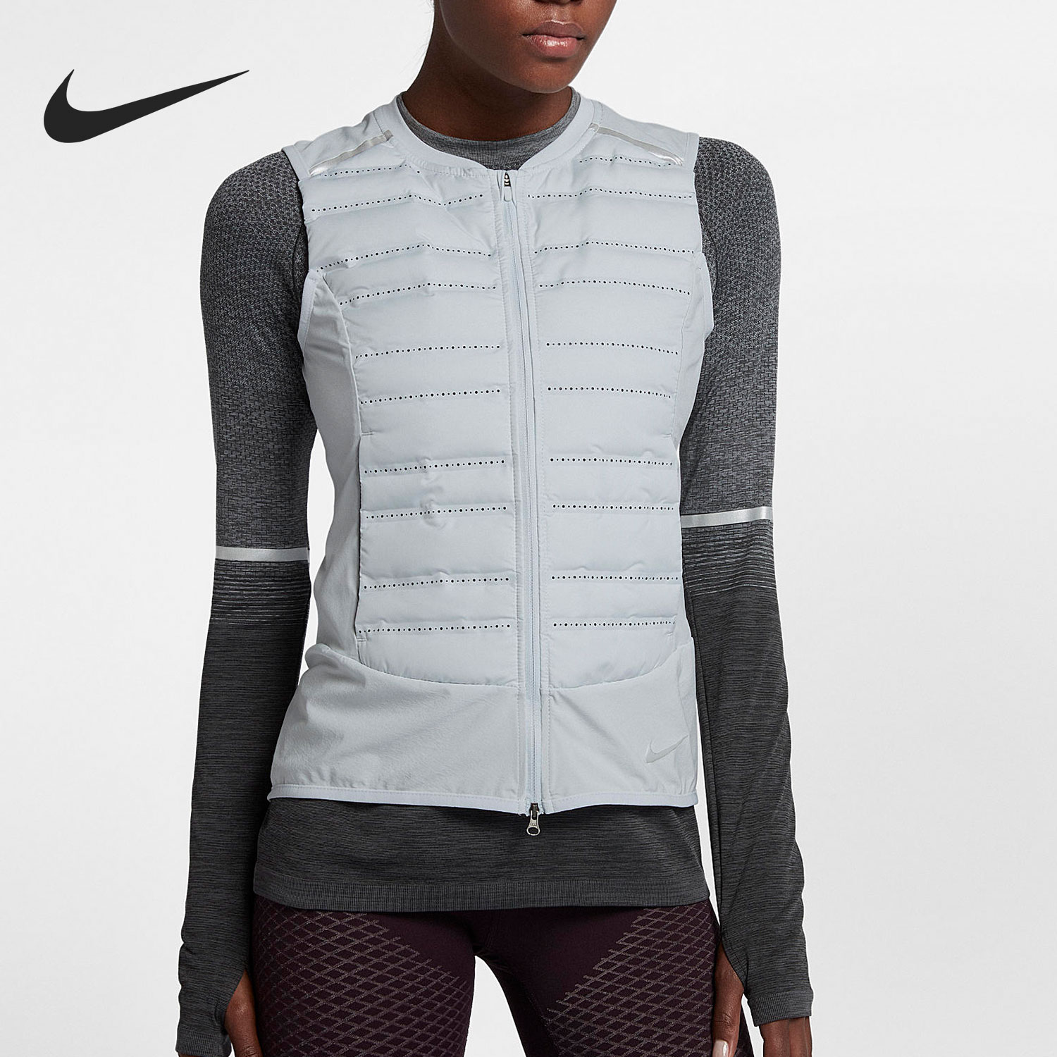 耐克正品女跑步运动羽绒马甲