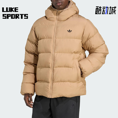 Adidas/阿迪达斯正品三叶草男士运动连帽保暖梭织面包棉服JX4121