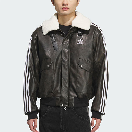 Adidas/阿迪达斯正品三叶草男士翻领保暖运动宽松休闲棉服KF3691