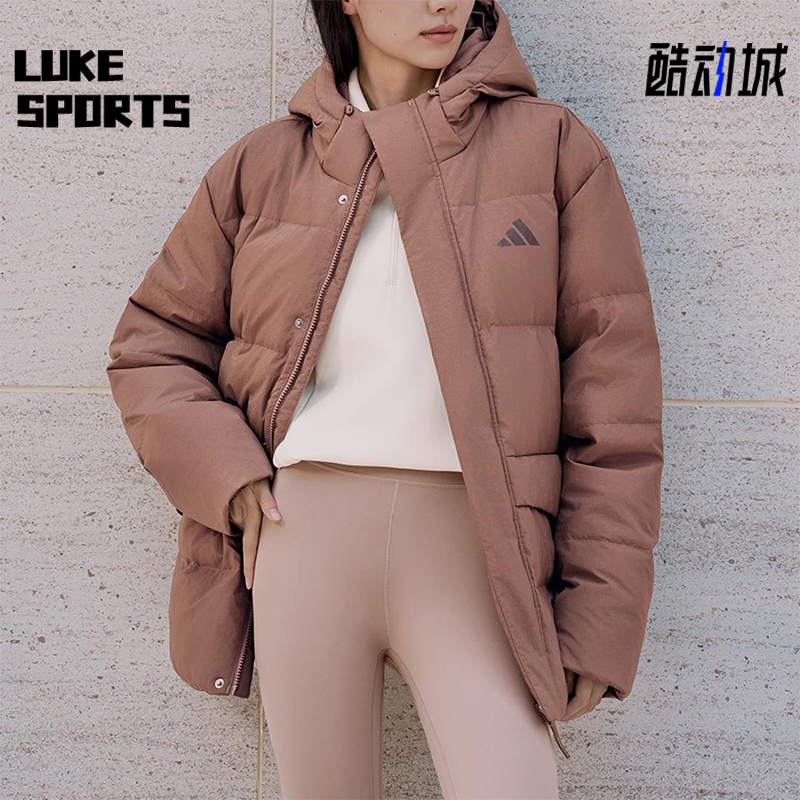 Adidas/阿迪达斯正品LINEAR男女运动保暖连帽休闲羽绒服KQ5521