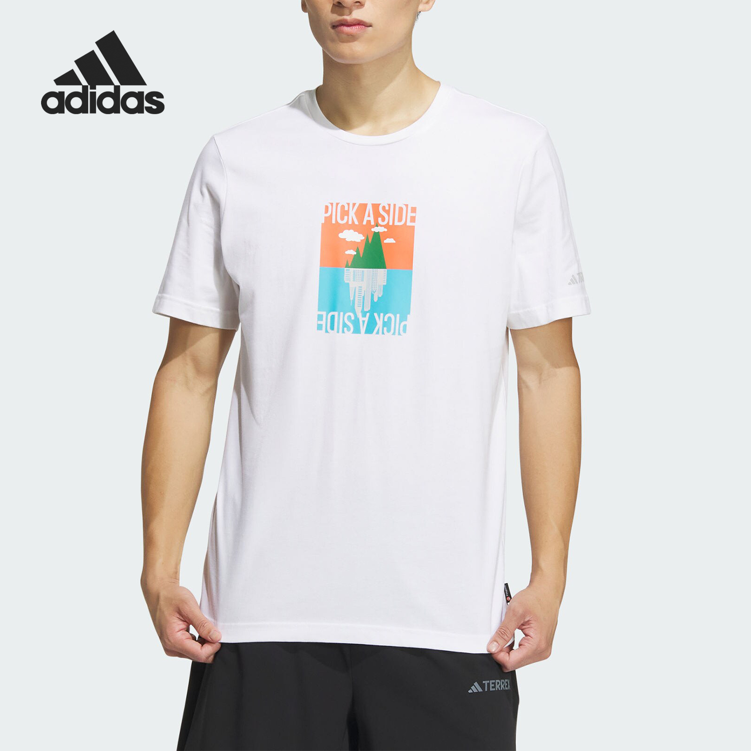 Adidas/阿迪达斯官方正品GFX SS TEE 180 户外男士印花短袖IS0271