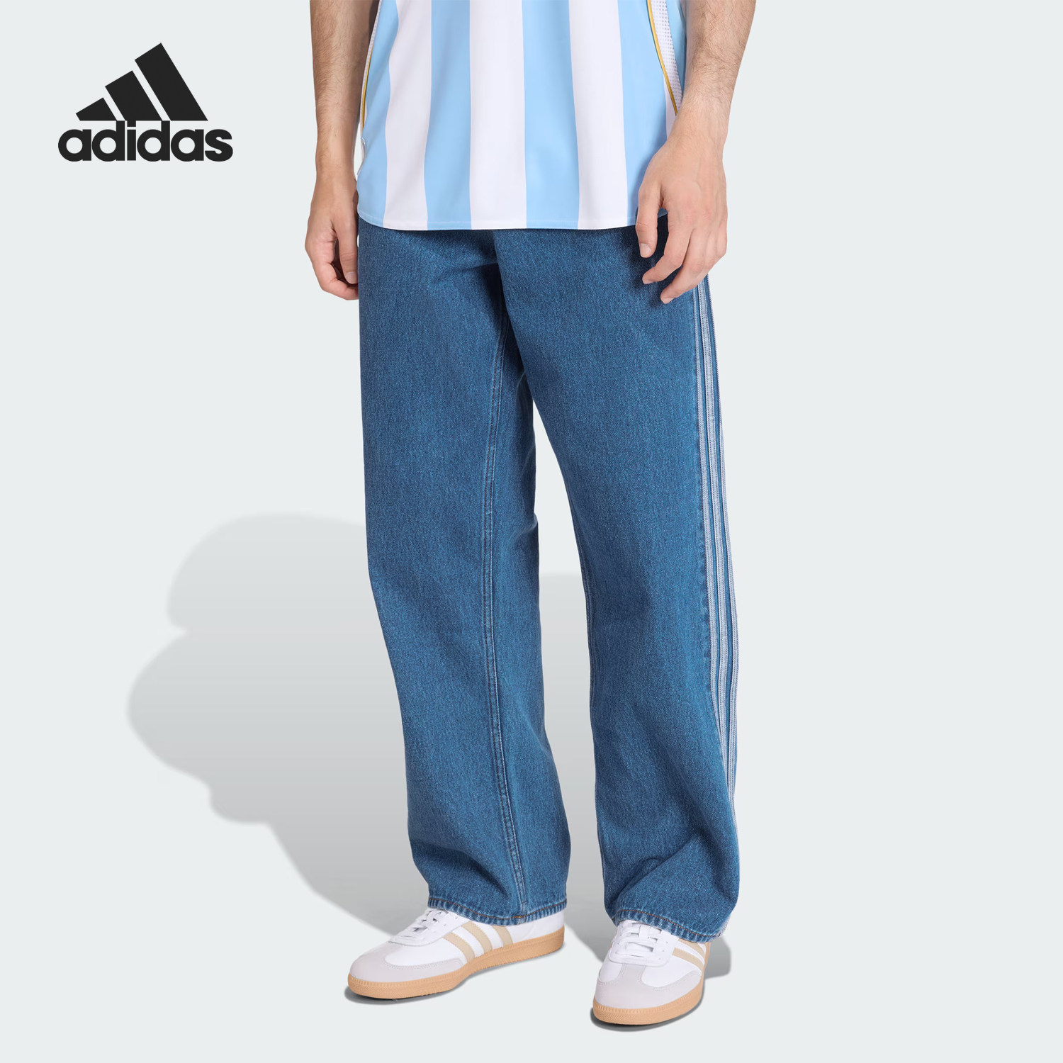 Adidas/阿迪达斯正品三叶草男士休闲经典复古牛仔运动裤KD1499图片