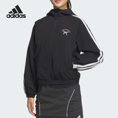 Adidas/阿迪达斯正品春季新款女士梭织连帽夹克外套JY7611