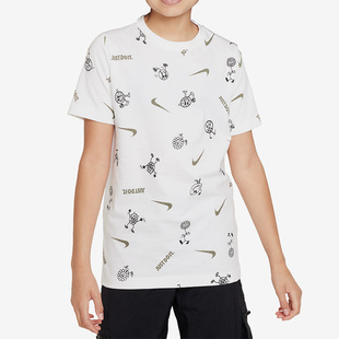 耐克正品 T恤FD3968 新款 休闲印花短袖 100 大童运动时尚 Nike