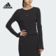 圆领长袖 Adidas 女士休闲简约修身 新款 T恤JJ3597 阿迪达斯正品