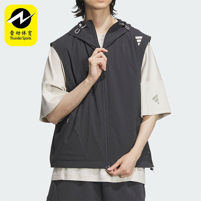 Adidas/阿迪达斯正品新款男士梭织运动宽松连帽马甲JL9962