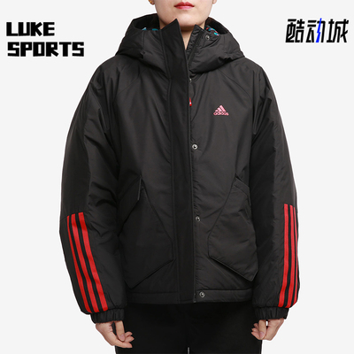 Adidas/阿迪达斯正品2025女士户外运动经典保暖连帽棉服GN7376